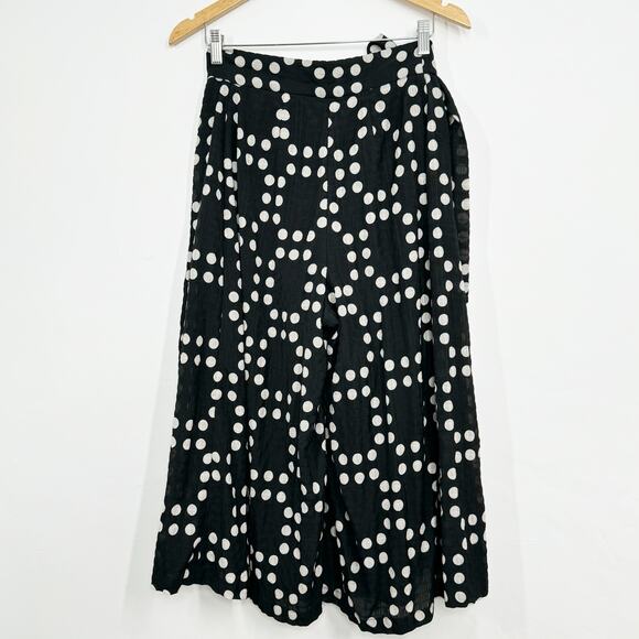 Anthropologie Eva Franco Palazzo Pants Black White Polka Dot Work Boho Size 4 - Picture 9 of 16